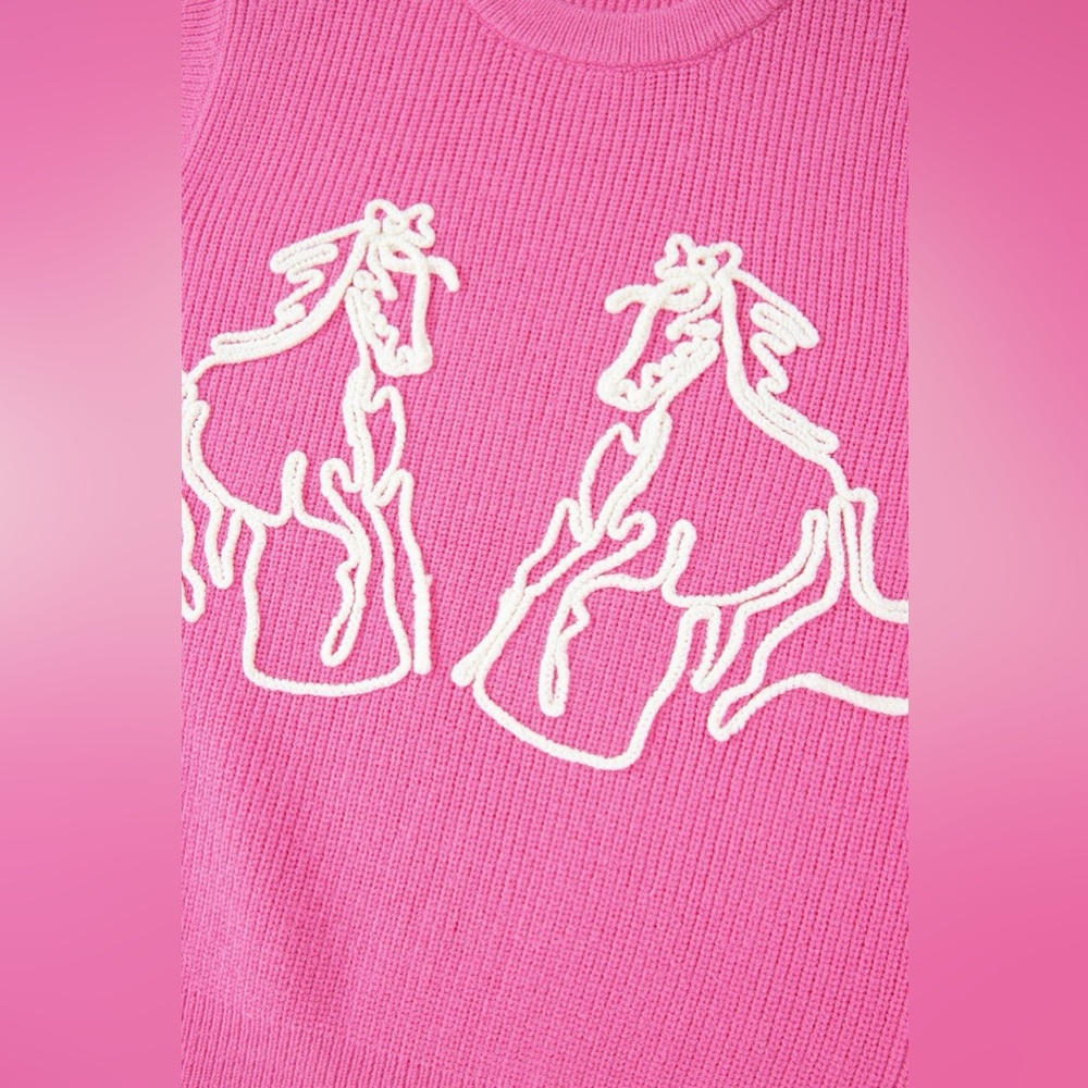Western Horse Embroidered Round Neck Sweater - Picture 7 of 11